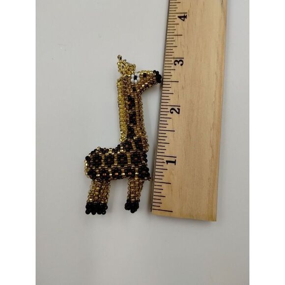GIRAFFE Pendant Necklace Black Gold Tone 3" Womens Fashion Jewelry - Picture 3 of 4